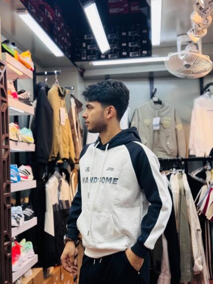 Color-blocked raglan hoodie White Black