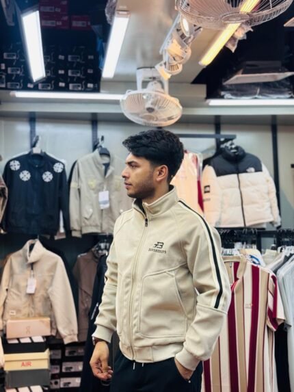 Cream full-zip track jacket